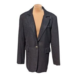 She+Sky Women's Black Single Button Blazer Jacket Notched Medium Career Chic New